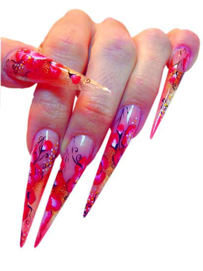 Modische Stiletto Nails mit Nailart